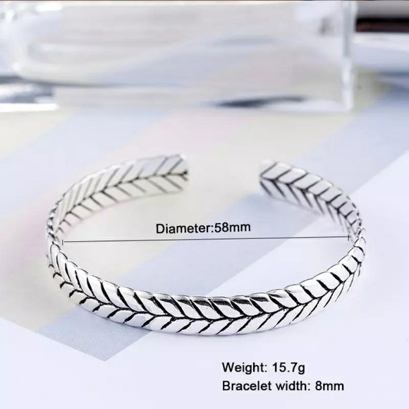 NEW 925 Silver Thick Arrow Bangle Bracelet Cuff - Picture 5 of 13